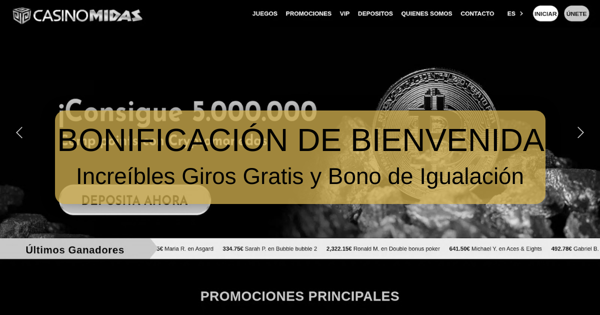 Midas Casino: bono de bienvenida y opciones de juego